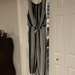 Luxology Black and White Striped Jumpsuit